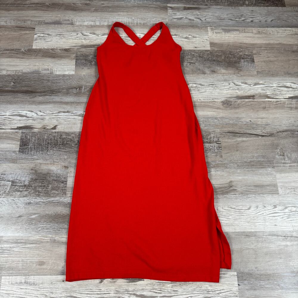Vintage 90s St. John Red Knit Maxi Dress Cross Back Sleeveless Vintage Luxury 12